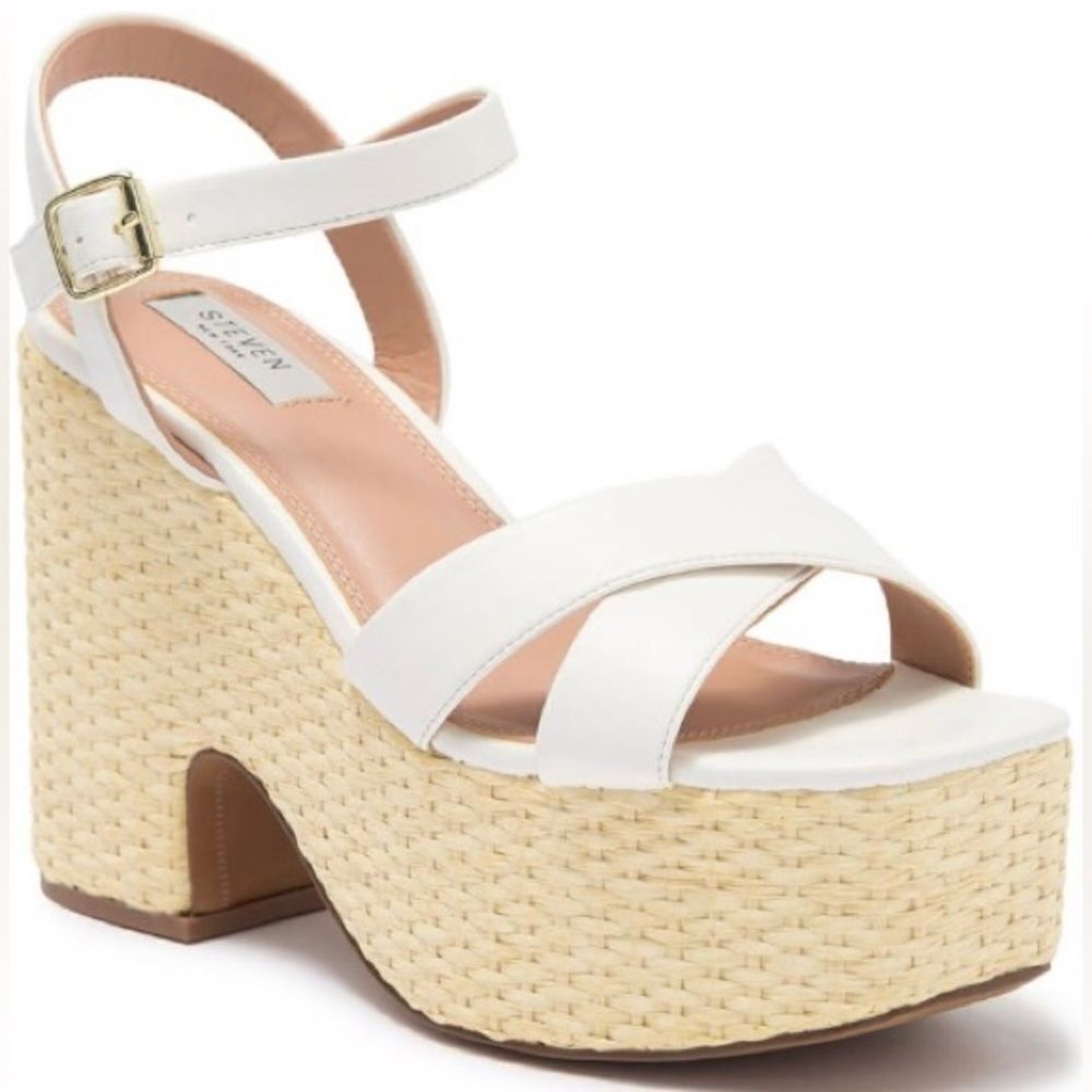Steven New York Dipsy White Espadrille Platform Sandals | Women’s 10M NIB